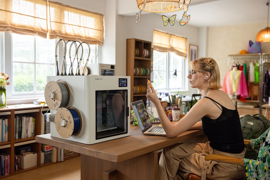 Designer reviewing a 3D-printed product prototype